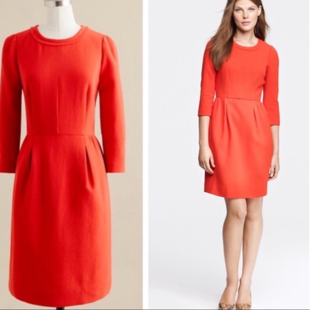 J.Crew Teddie Crepe Dress bright Red 0